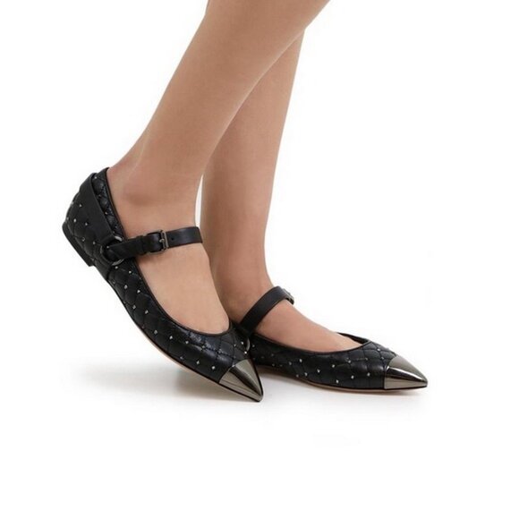 NEW Valentino Garavani Rockstud Spike Quilted Flats - Picture 2 of 15